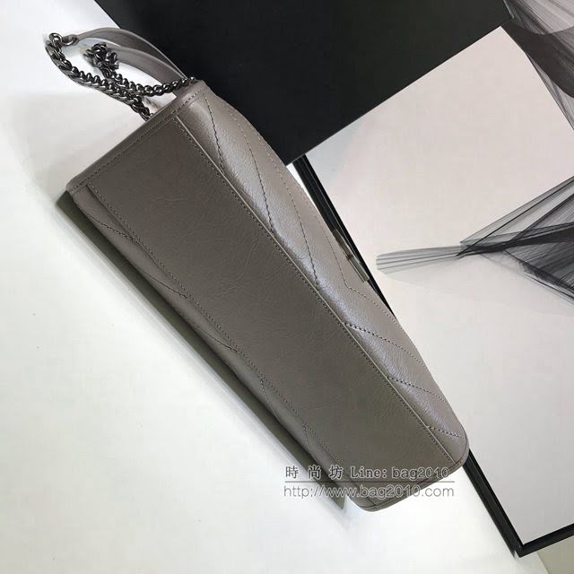 YSL爆款女士包包 聖羅蘭經典款爆裂紋羊皮聖羅蘭印花手提包 YSL折疊購物袋手袋  jjh1043
